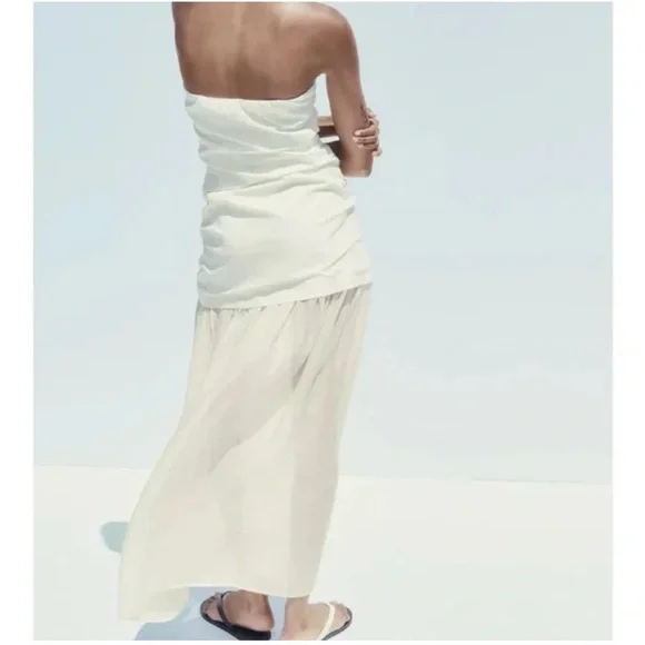 ZARA New Strapless White Dress - Picture 5 of 8